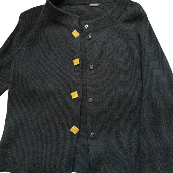 J. McLaughlin Cardigan Sweater Lagenlook Women's Blue Gold Buttons Snaps Medium - Picture 4 of 8